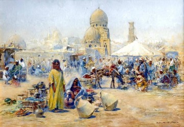 Árabe Painting - Un bazar callejero oriental Alphons Leopold Mielich Araber